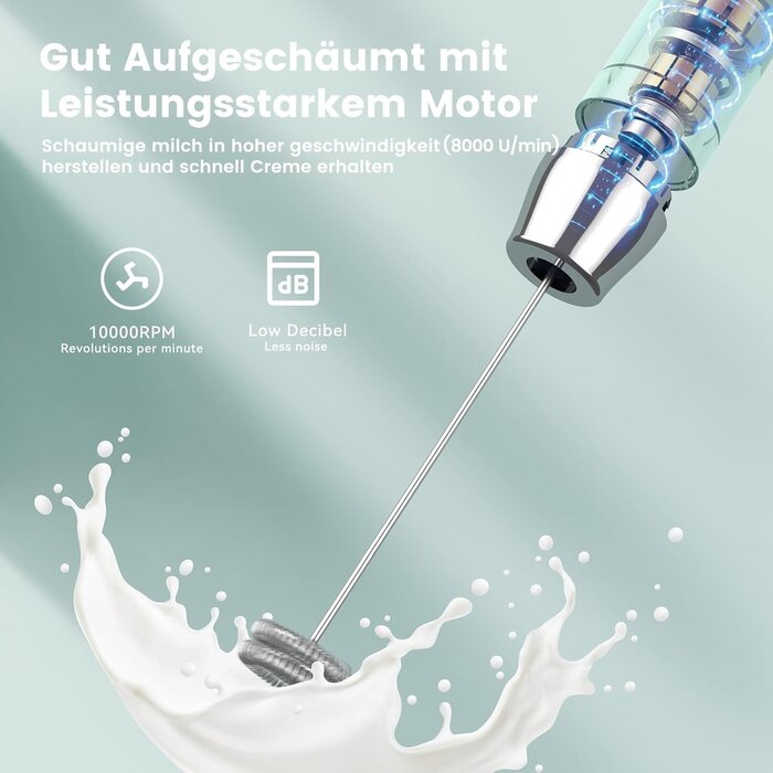 Elektrischer Milchaufschäumer, Blau - 31% Rabatt für Ihren perfekten Milchschaum