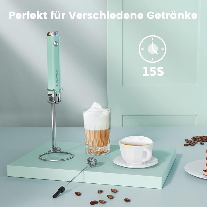 Elektrischer Milchaufschäumer, Blau - 31% Rabatt für Ihren perfekten Milchschaum