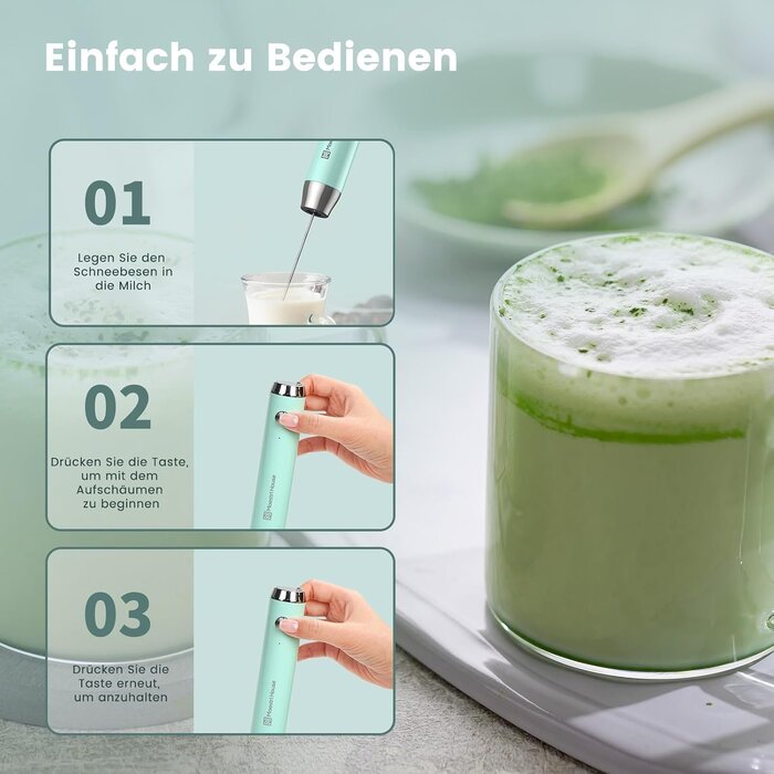 Elektrischer Milchaufschäumer, Blau - 31% Rabatt für Ihren perfekten Milchschaum