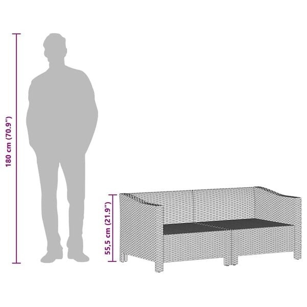 3-tlg. Garten-Loungeset Poly Rattan Grau - 35% Rabatt