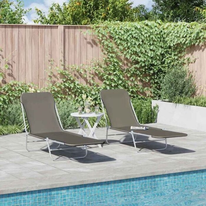 2er Set Klappbare Sonnenliegen Grau - 34% Rabatt auf Retourenware