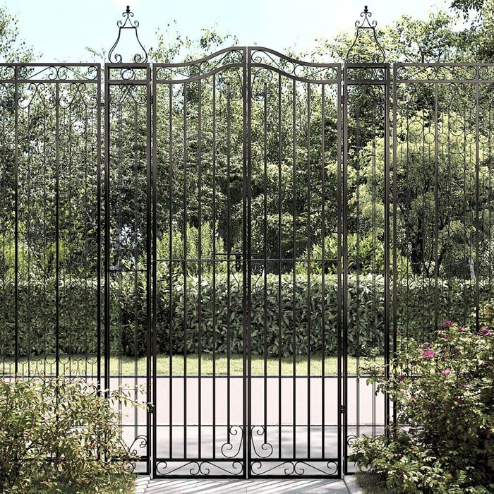 Schmiedeeisernes Gartentor Schwarz 121 x 200 cm - 35% Rabatt