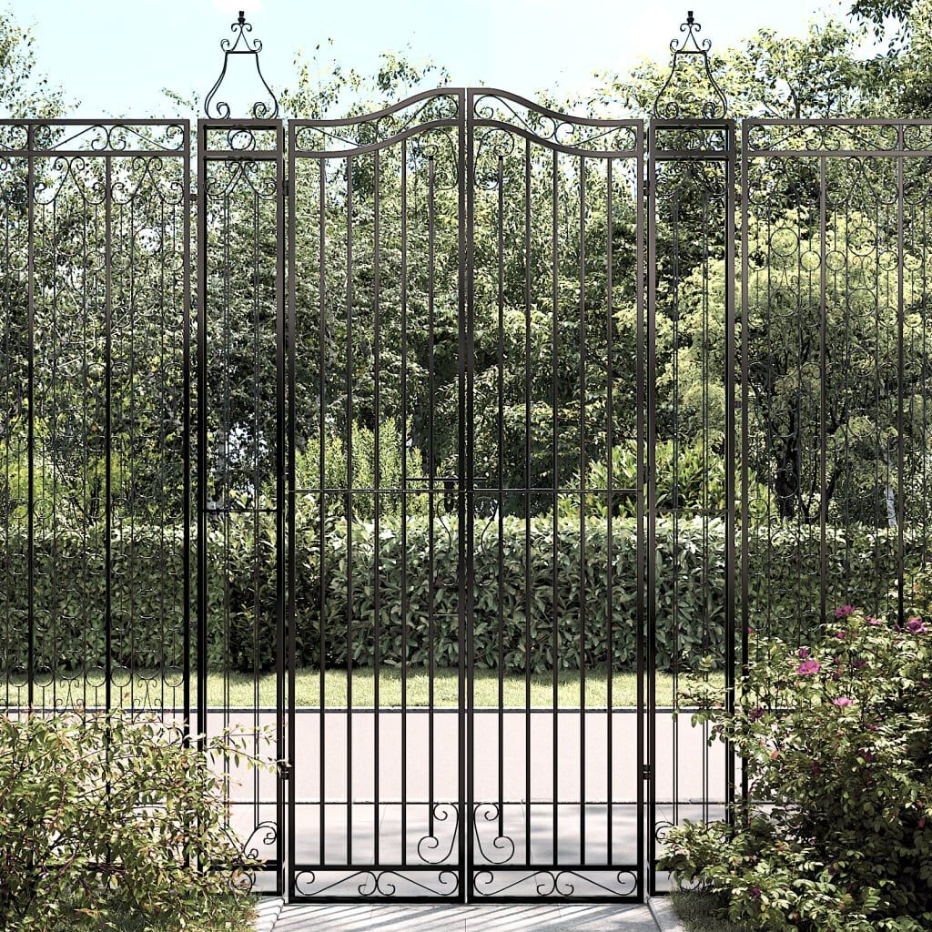Schmiedeeisernes Gartentor Schwarz 121 x 200 cm - 35% Rabatt