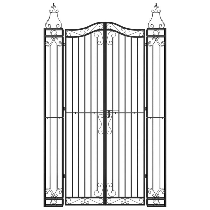Schmiedeeisernes Gartentor Schwarz 121 x 200 cm - 35% Rabatt