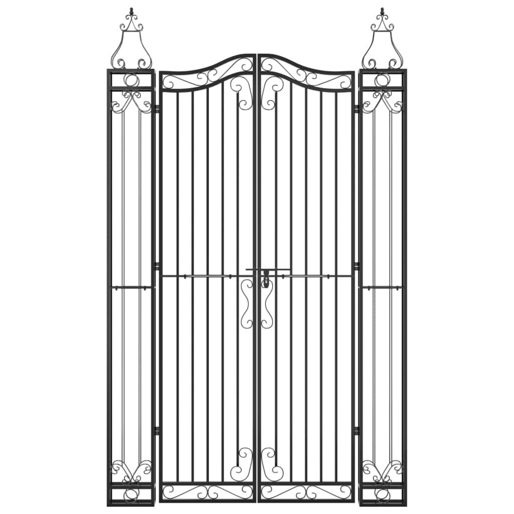 Schmiedeeisernes Gartentor Schwarz 121 x 200 cm - 35% Rabatt