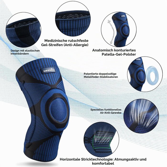 Kniebandage mit Patella-Gelpad, Gr. S, Dunkelblau - 31% Rabatt