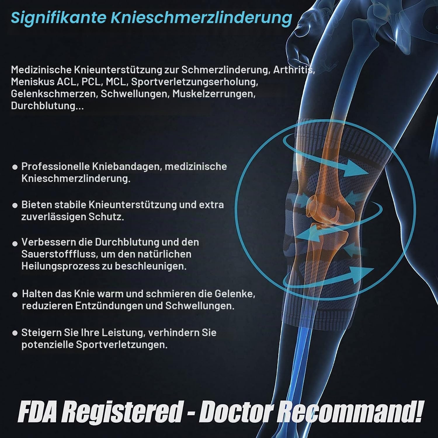 Kniebandage mit Patella-Gelpad, Gr. S, Dunkelblau - 31% Rabatt