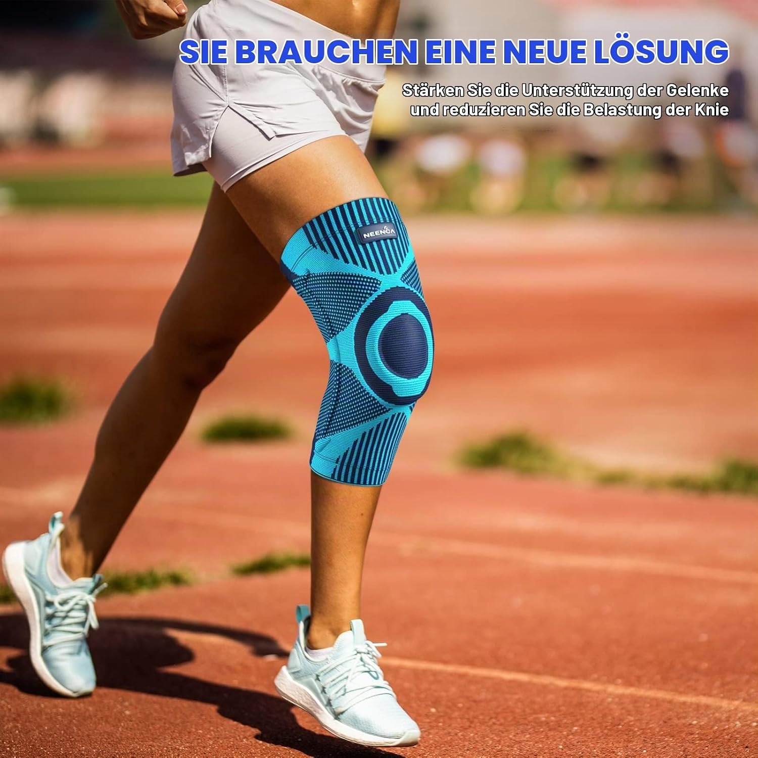 Kniebandage mit Patella-Gelpad - Hellblau, Gr. M - 30% Rabatt