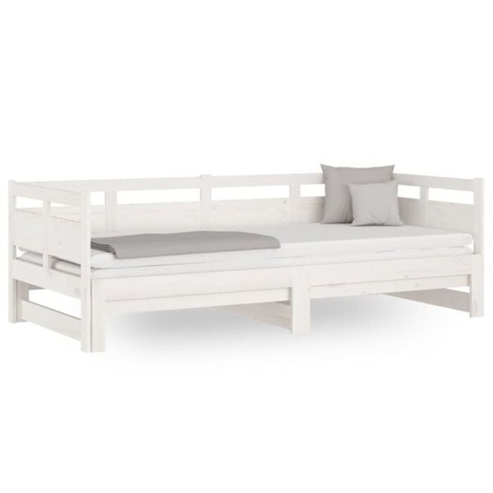Ausziehbares Schlafsofa Kiefer Massiv Weiß 2x80x200cm - 35% Rabatt