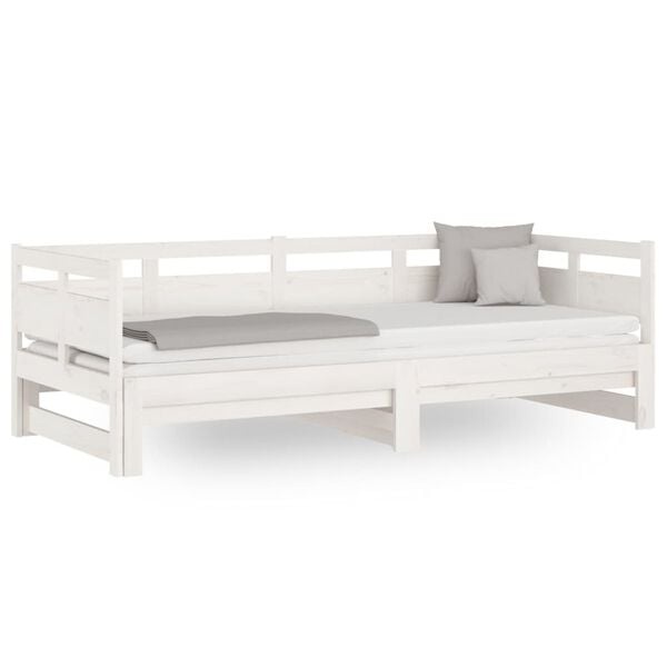 Ausziehbares Schlafsofa Kiefer Massiv Weiß 2x80x200cm - 35% Rabatt