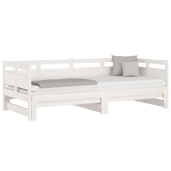 Ausziehbares Schlafsofa Kiefer Massiv Weiß 2x80x200cm - 35% Rabatt