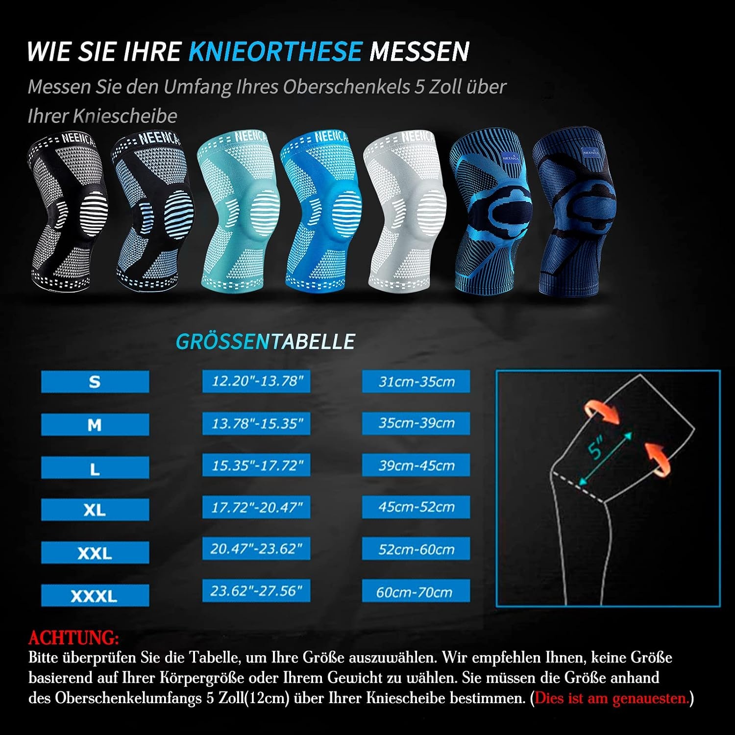 Medizinische Kniebandage XXL, Hellblau - 30% Rabatt