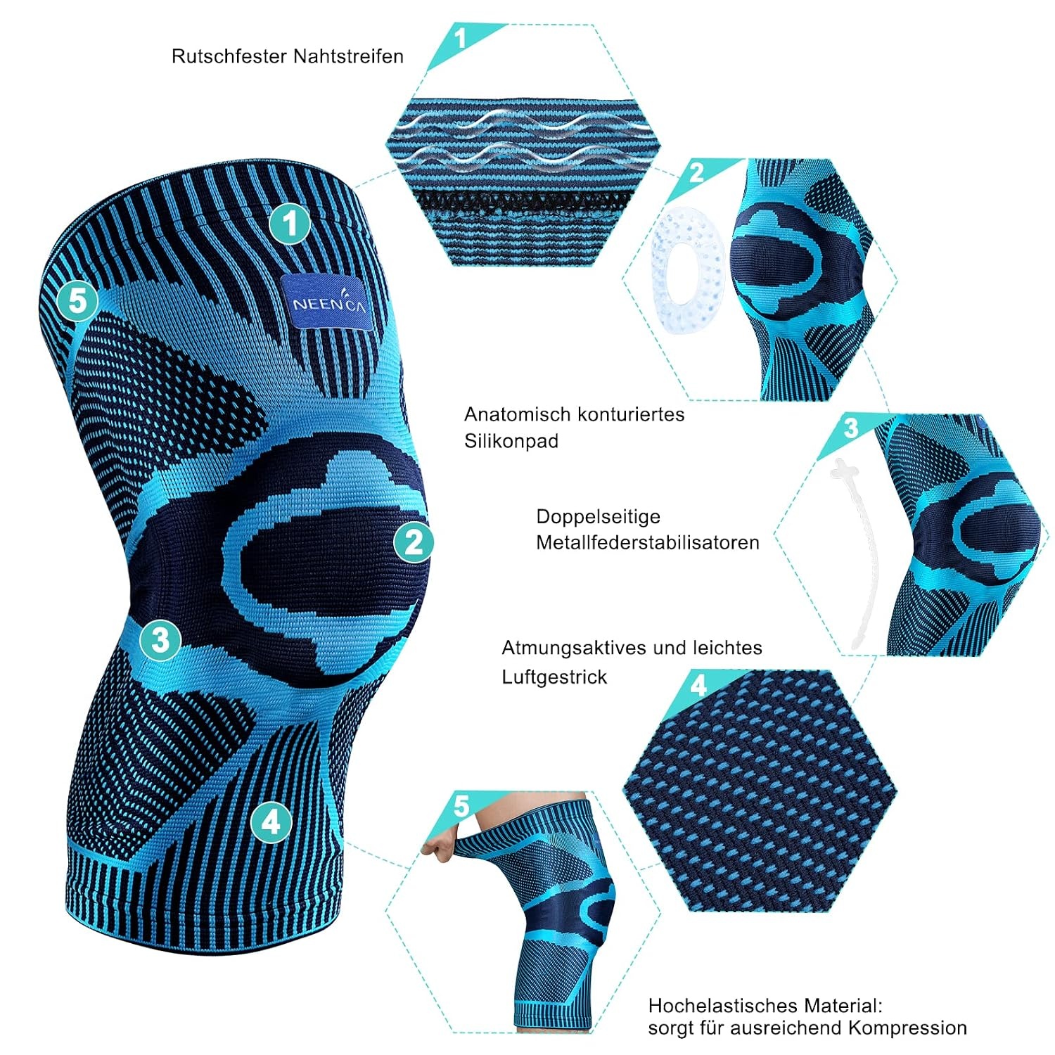 Medizinische Kniebandage XXL, Hellblau - 30% Rabatt