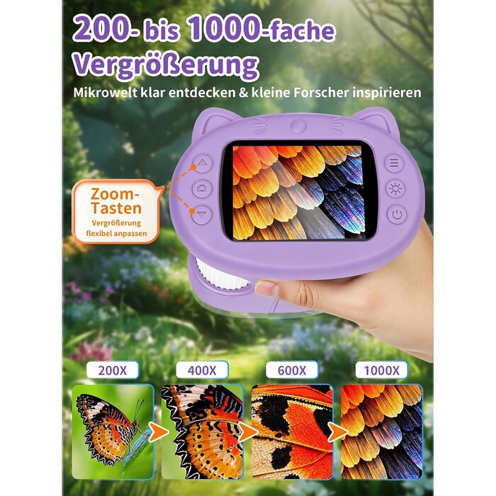 Digitales Kindermikroskop Lila, 26% Rabatt, 1000-fache Vergrößerung