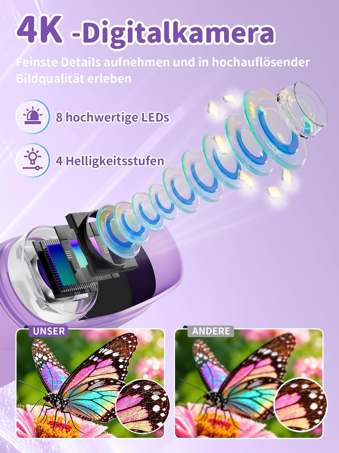 Digitales Kindermikroskop Lila, 26% Rabatt, 1000-fache Vergrößerung