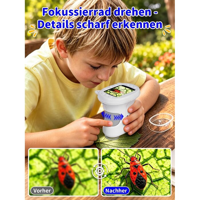 Digitales Kinder-Mikroskop 1000x Zoom - 30% Rabatt - Weiß