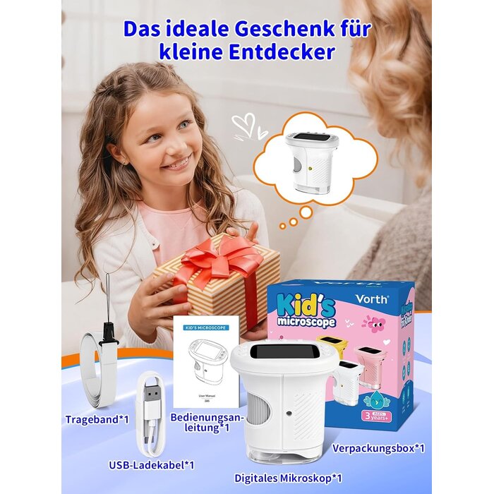Digitales Kinder-Mikroskop 1000x Zoom - 30% Rabatt - Weiß