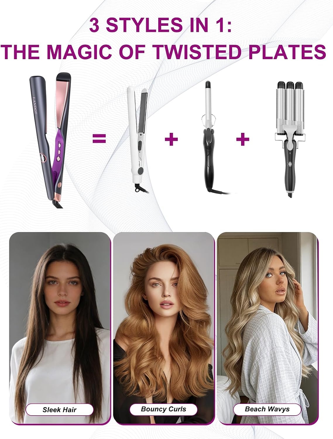 2-in-1 Glätteisen & Lockenstab - Keramik - 32% Rabatt