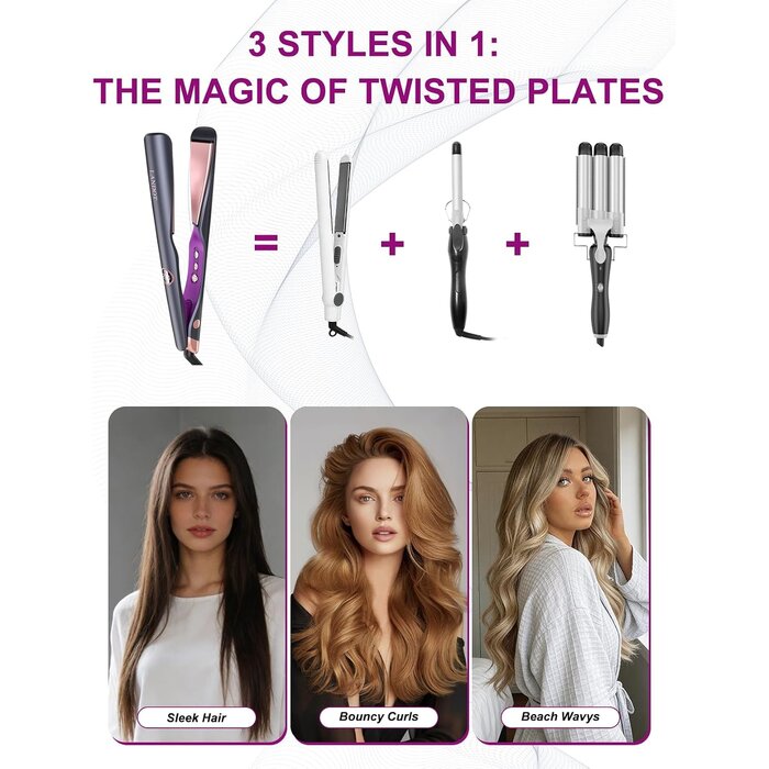 2-in-1 Glätteisen & Lockenstab - Keramik - 32% Rabatt