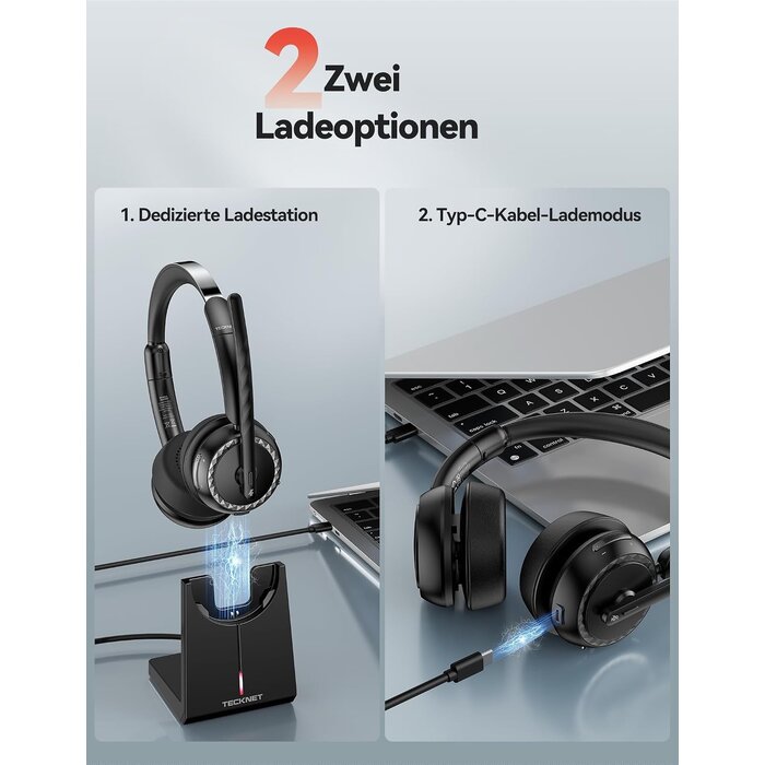 Kabelloses On-Ear Bluetooth Headset inkl. Ladestation - 33% Rabatt