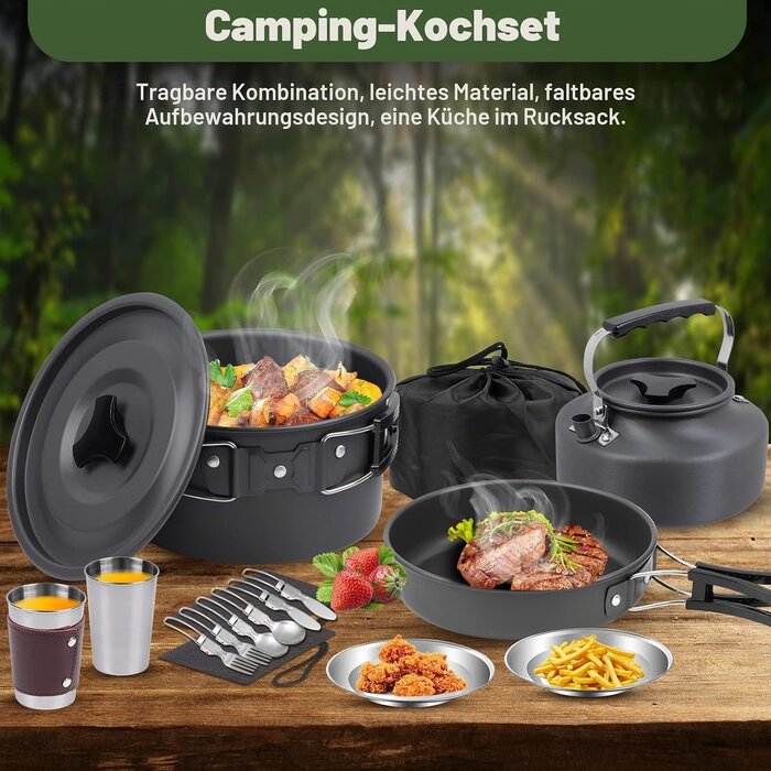 14-tlg. Camping-Kochgeschirr-Set Antihaft - 27% Rabatt