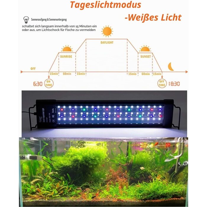 LED Aquariumbeleuchtung 72W (122-139 cm) - 34% Rabatt