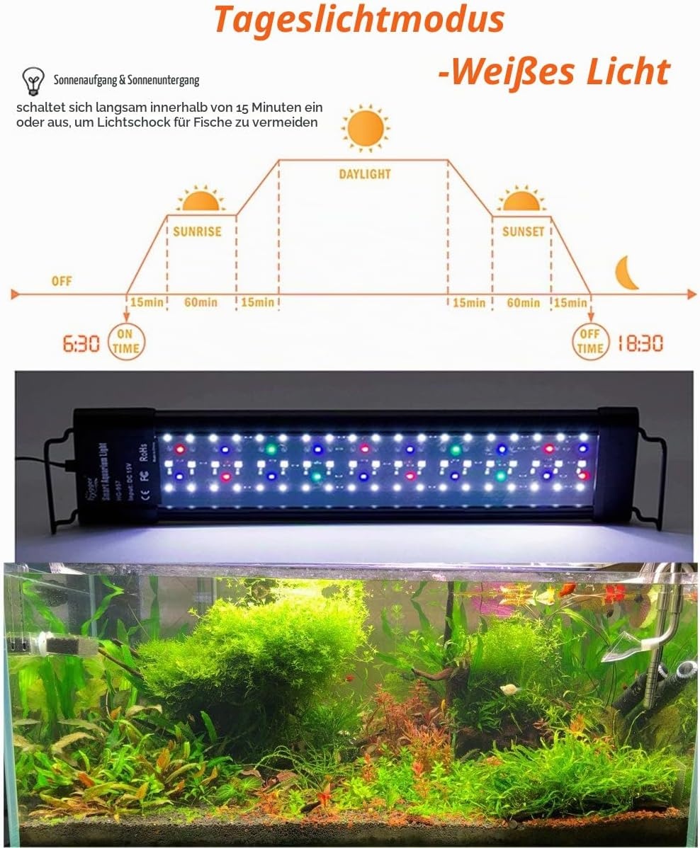 LED Aquariumbeleuchtung 72W (122-139 cm) - 34% Rabatt