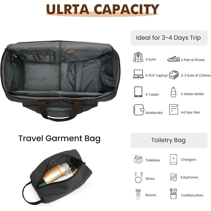 2-in-1 Kleidersack & Reisetasche 50L - Schwarz - 33% Rabatt