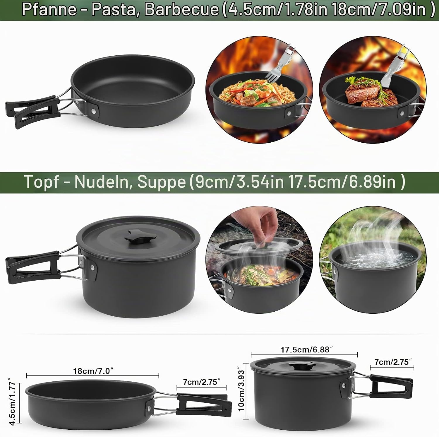 14-tlg. Camping-Kochset aus eloxiertem Aluminium - 27% Rabatt