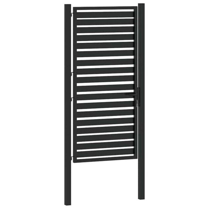 Gartentor abschließbar 100x180 cm Aluminium Schwarz - 35% Rabatt