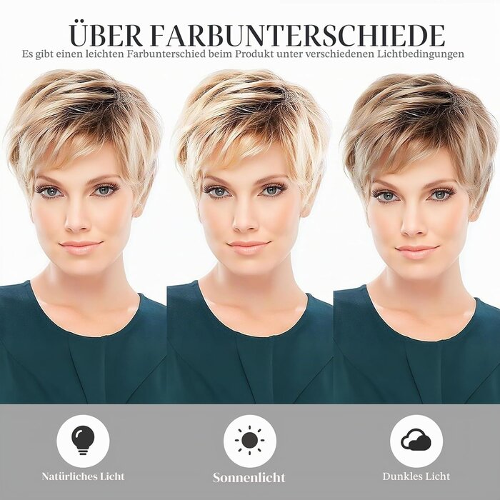 Kurze Damenperücke Blond mit dunklem Haaransatz - 33% Rabatt