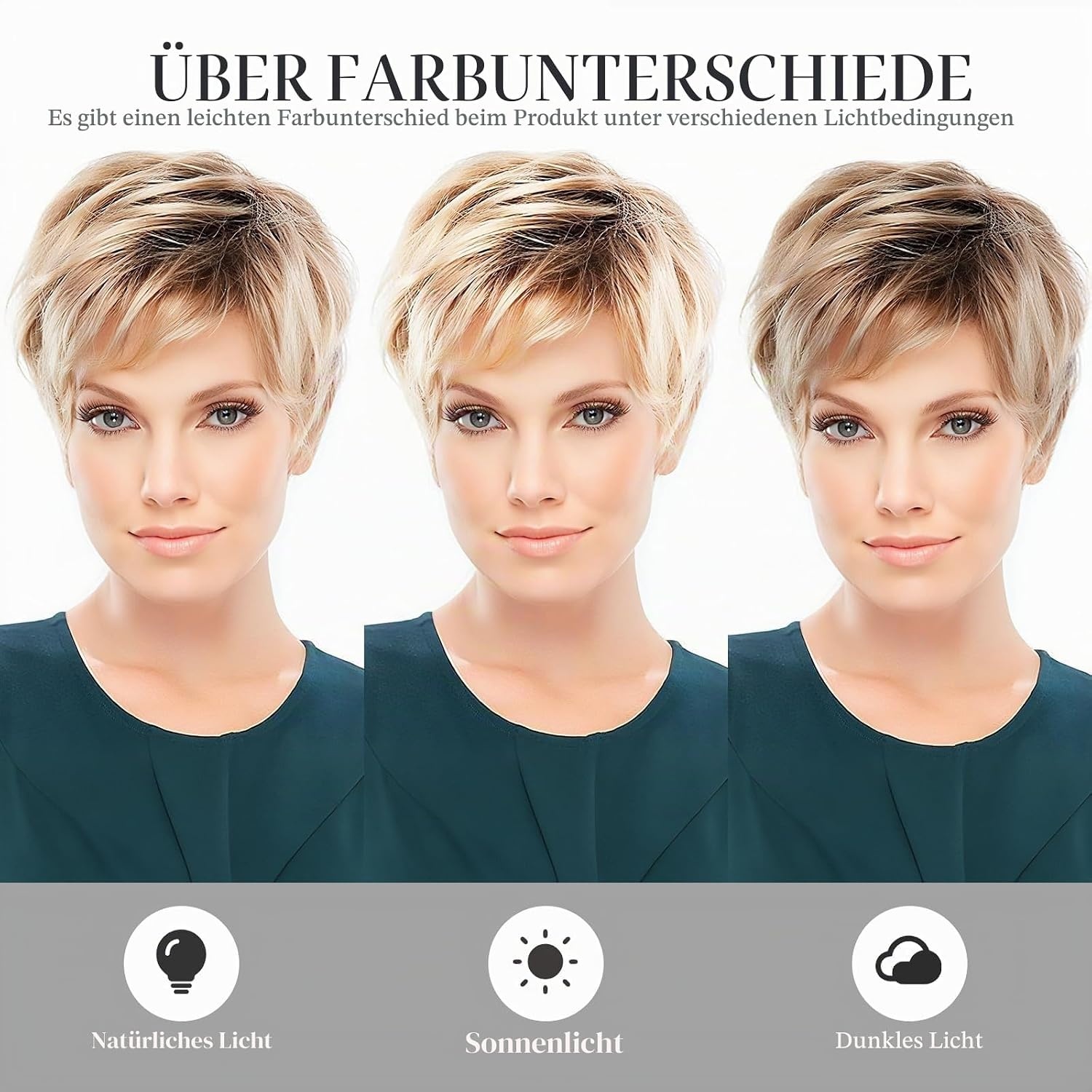 Kurze Damenperücke Blond mit dunklem Haaransatz - 33% Rabatt