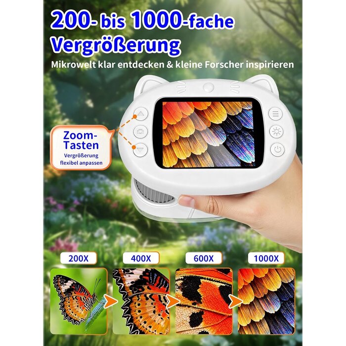 Digitales Kindermikroskop, 1000-fach Zoom, 2,4 Zoll Display - 26% Rabatt