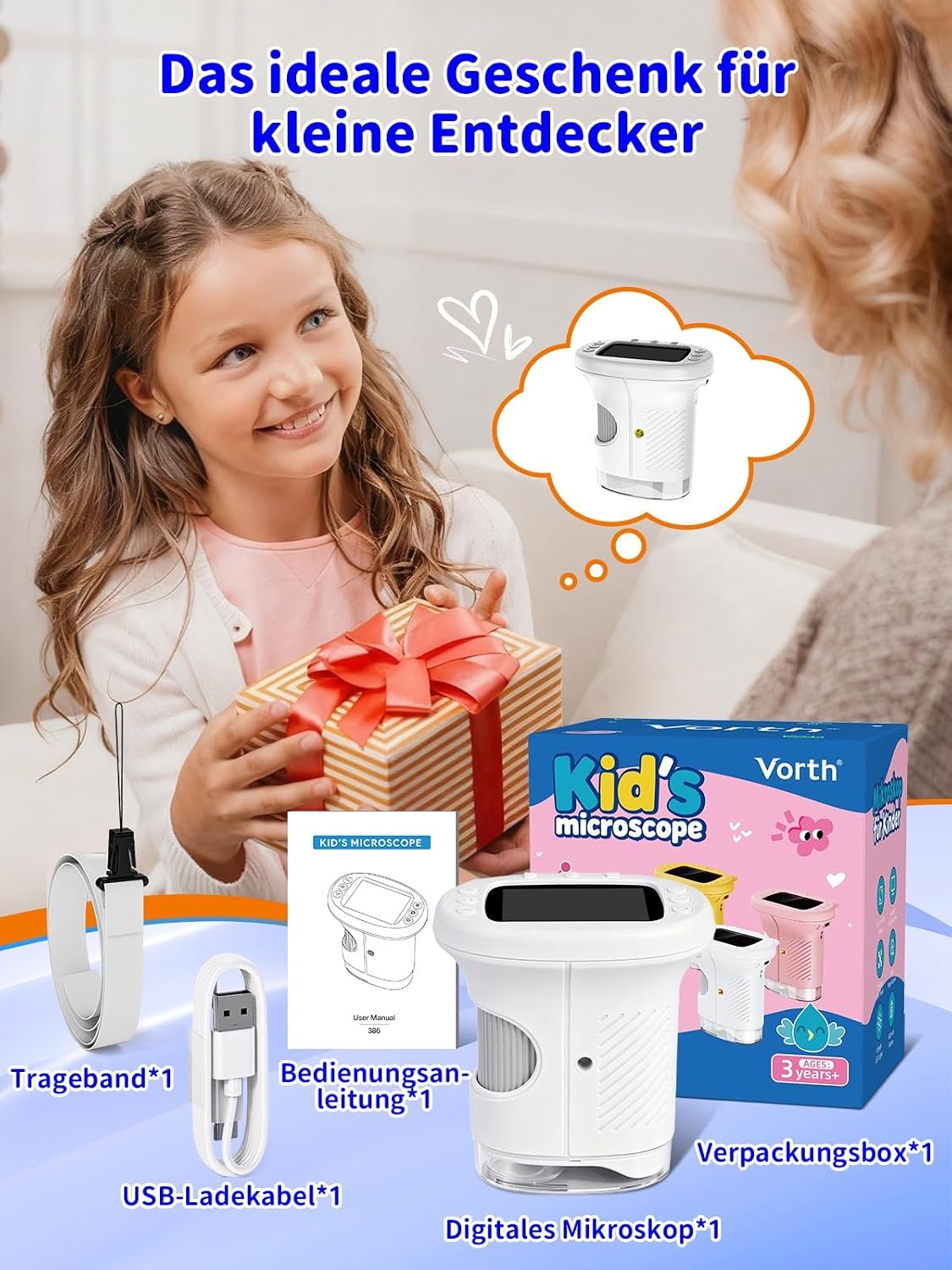 Digitales Kindermikroskop, 1000-fach Zoom, 2,4 Zoll Display - 26% Rabatt