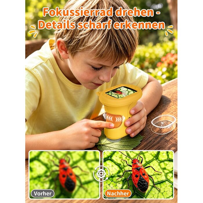 Digitales Kinder-Mikroskop 1000x | 2,4 Zoll Display | 31% Rabatt