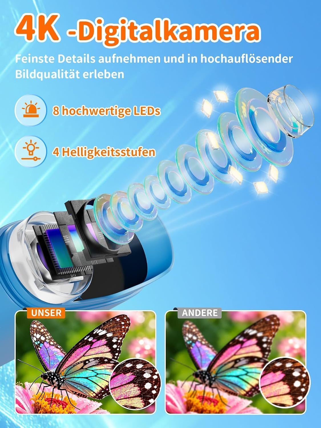 Digitales Kindermikroskop 1000-fach - 2,4 Zoll Display - Blau - 30% Rabatt