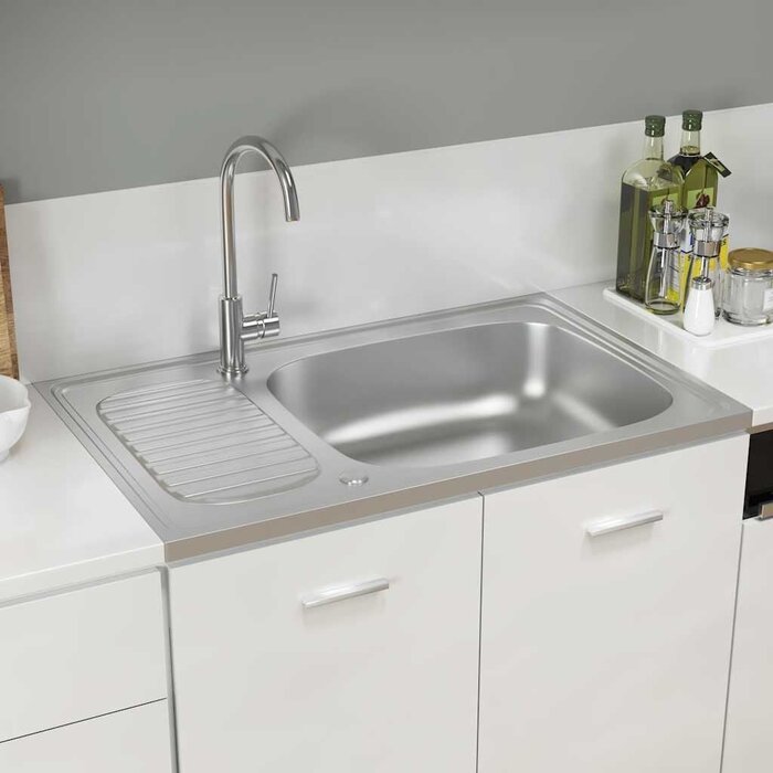 Edelstahl Küchenspüle 800x500mm mit Abtropffläche - 34% Rabatt