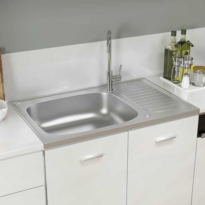 Edelstahl Küchenspüle 800x500mm mit Abtropffläche - 34% Rabatt
