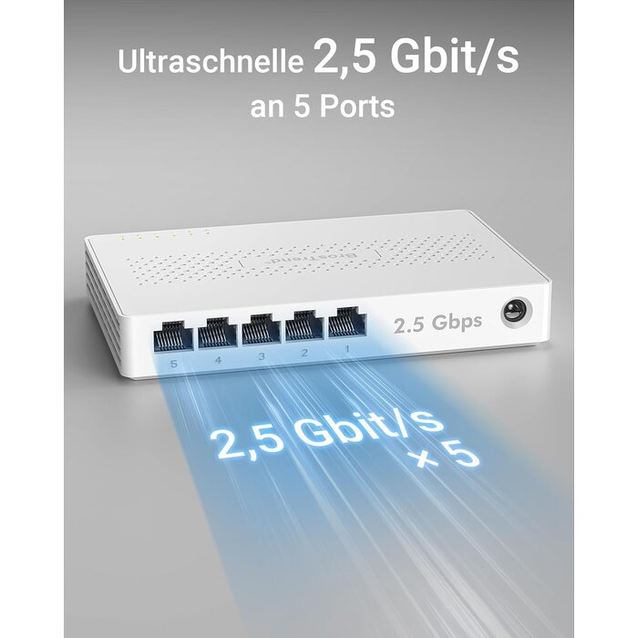 2,5 Gigabit Netzwerk-Switch, 5 Ports, Unmanaged - 33% Rabatt