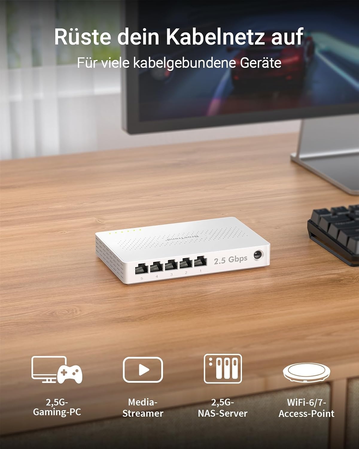 2,5 Gigabit Netzwerk-Switch, 5 Ports, Unmanaged - 33% Rabatt