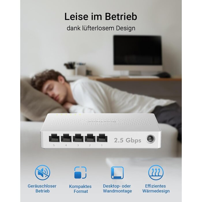 2,5 Gigabit Netzwerk-Switch, 5 Ports, Unmanaged - 33% Rabatt
