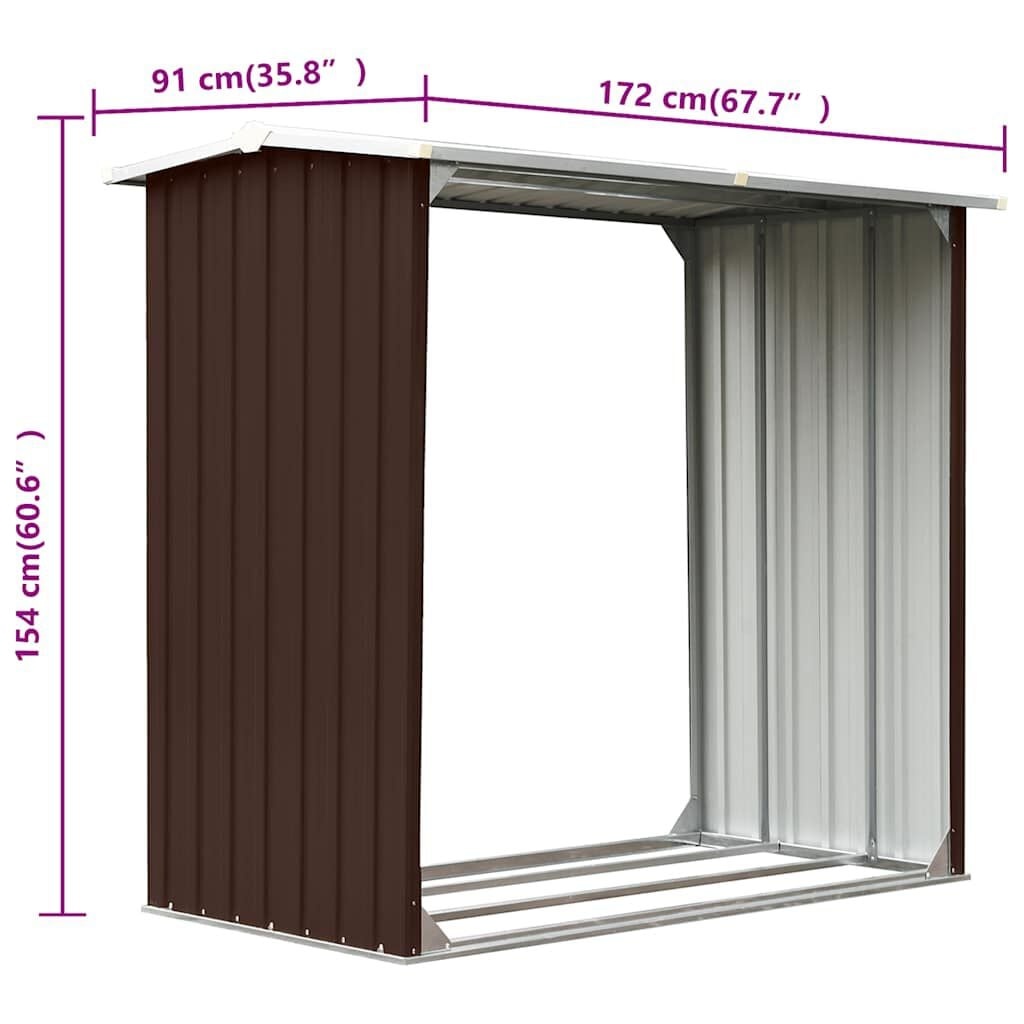 Kaminholzregal aus verzinktem Stahl, 172x91x154 cm, 34% Rabatt