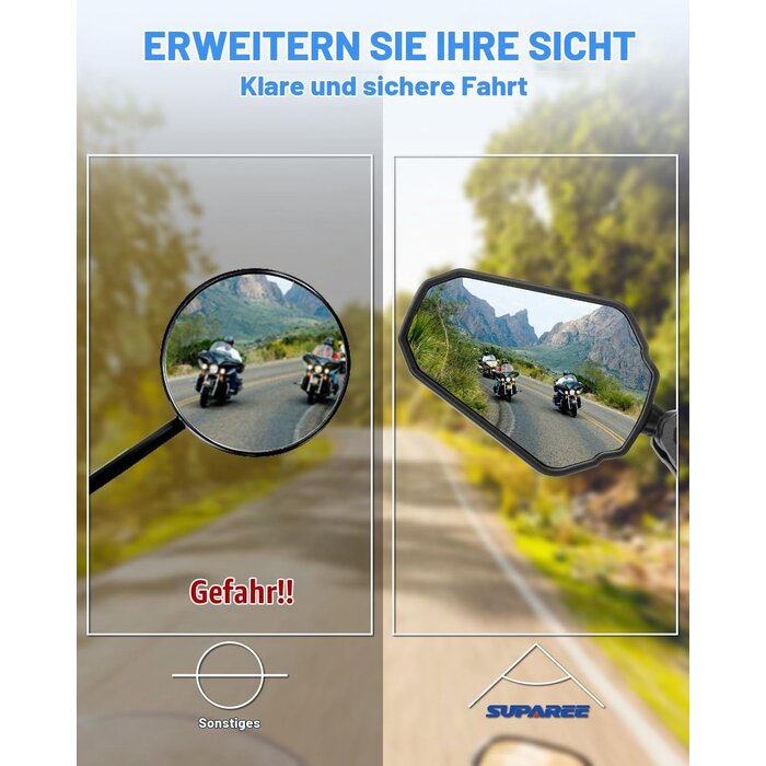 Motorrad Seitenspiegel Set, 360° drehbar, E-geprüft - 31% Rabatt