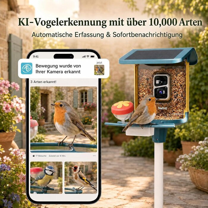 Intelligentes Vogelfutterhaus mit 2K Kamera - 34% Rabatt - Ausgepackt