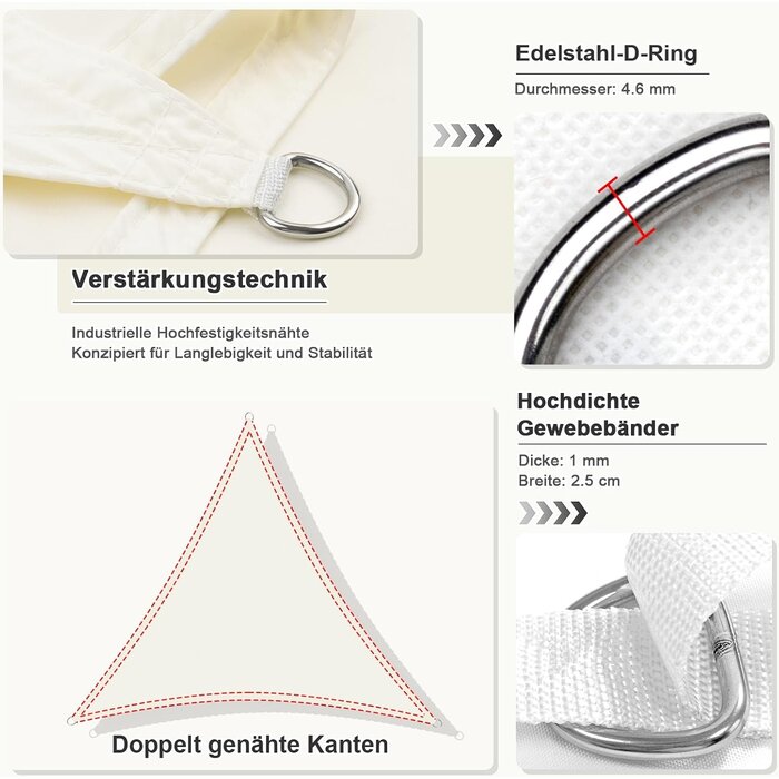 Sonnensegel Dreieckig 3x3x3m Beige - 31% Rabatt