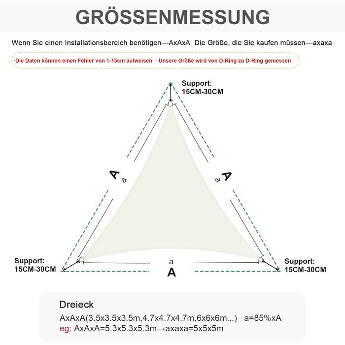 Sonnensegel Dreieckig 3x3x3m Beige - 31% Rabatt
