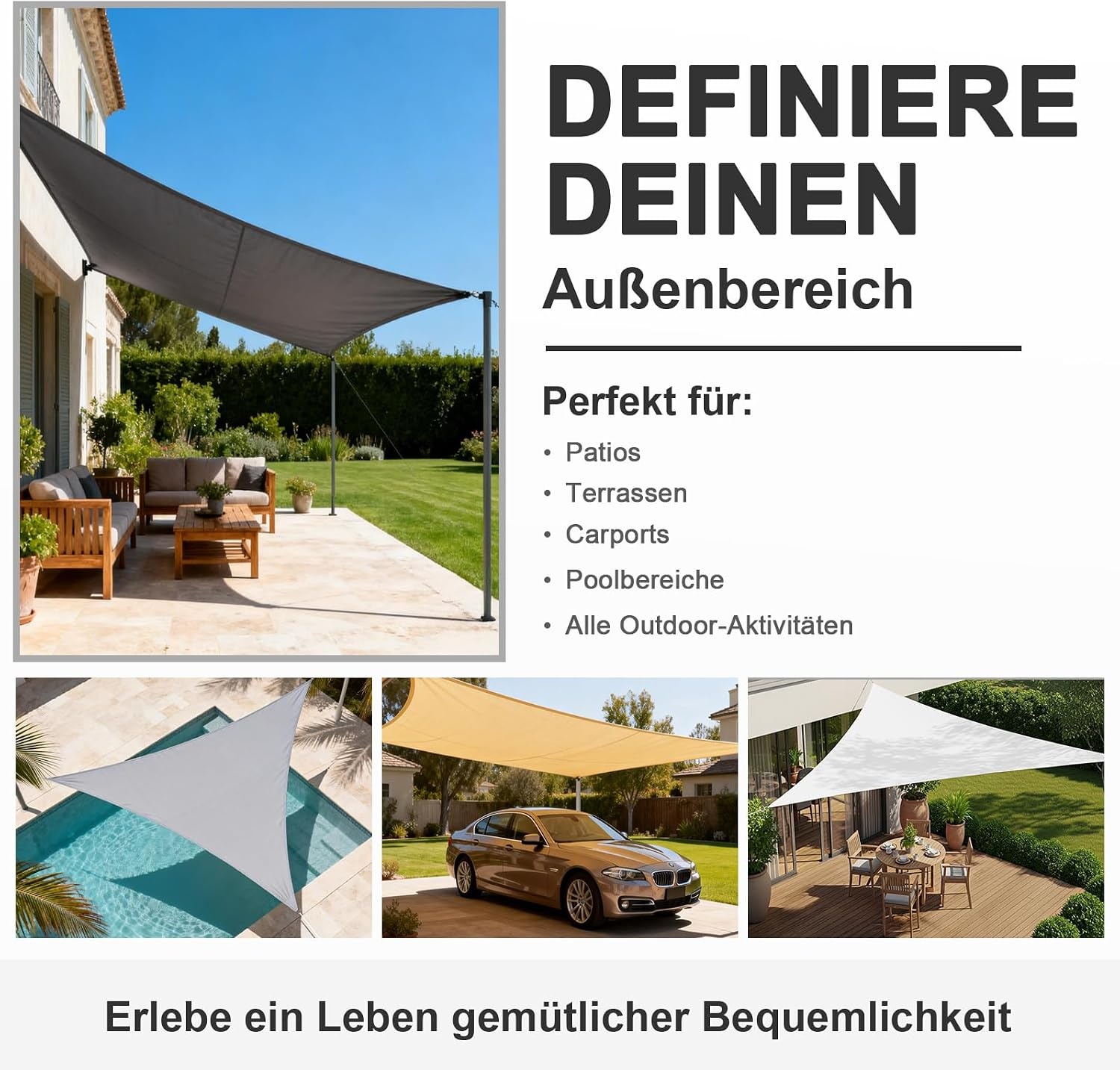 Sonnensegel Dreieckig 3x3x3m Beige - 31% Rabatt