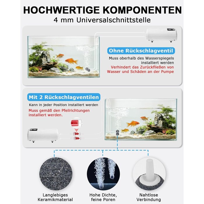 Tragbare Aquarium-Luftpumpe USB-Akku 2 Ausgänge - 31% Rabatt