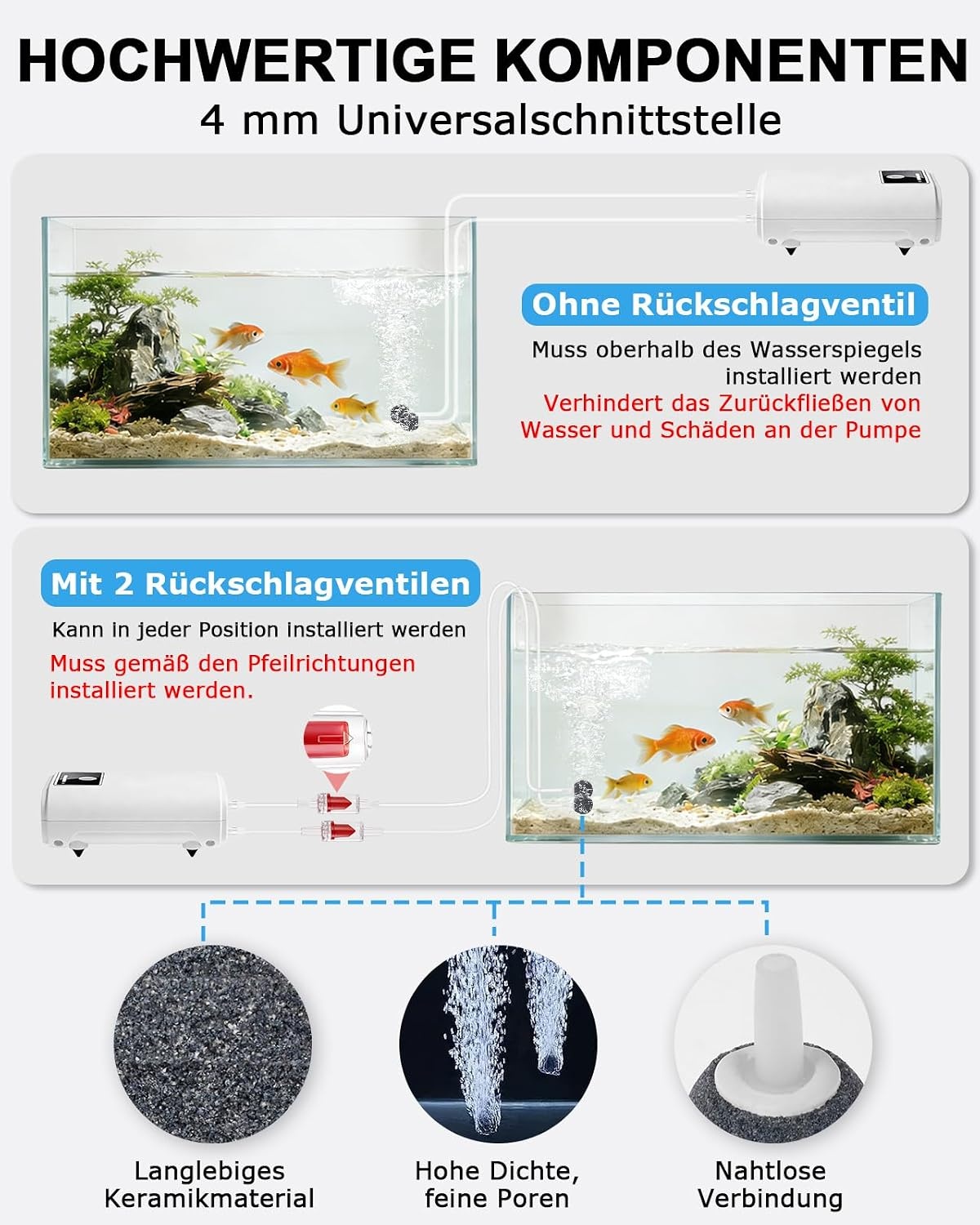 Tragbare Aquarium-Luftpumpe USB-Akku 2 Ausgänge - 31% Rabatt