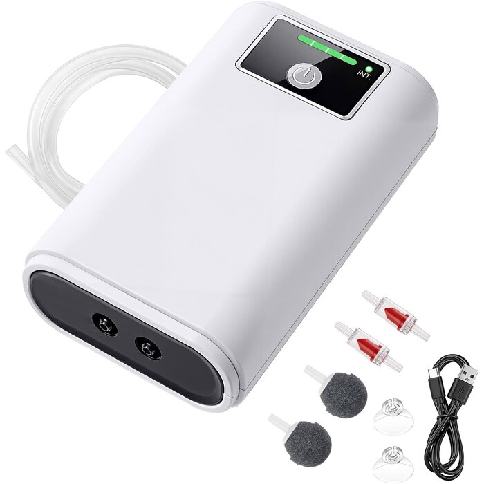 Tragbare Aquarium-Luftpumpe USB-Akku 2 Ausgänge - 31% Rabatt
